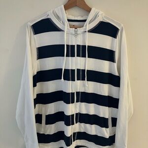 Tommy Bahama Navy and White Striped Zip-Up Sweater